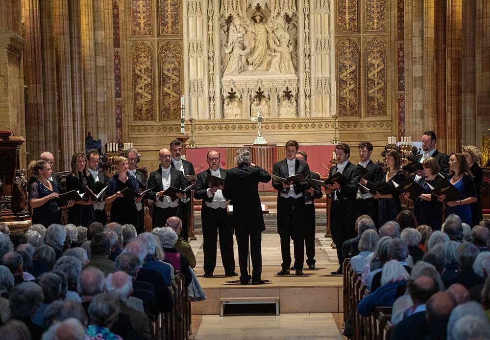 The Sixteen playing in Sherborne Abbey